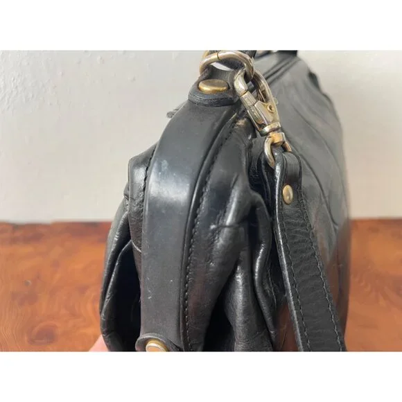 VTG Franco Godi Italia Black Crocodile Embossed Leather Satchel Style Handbag - Picture 10 of 16